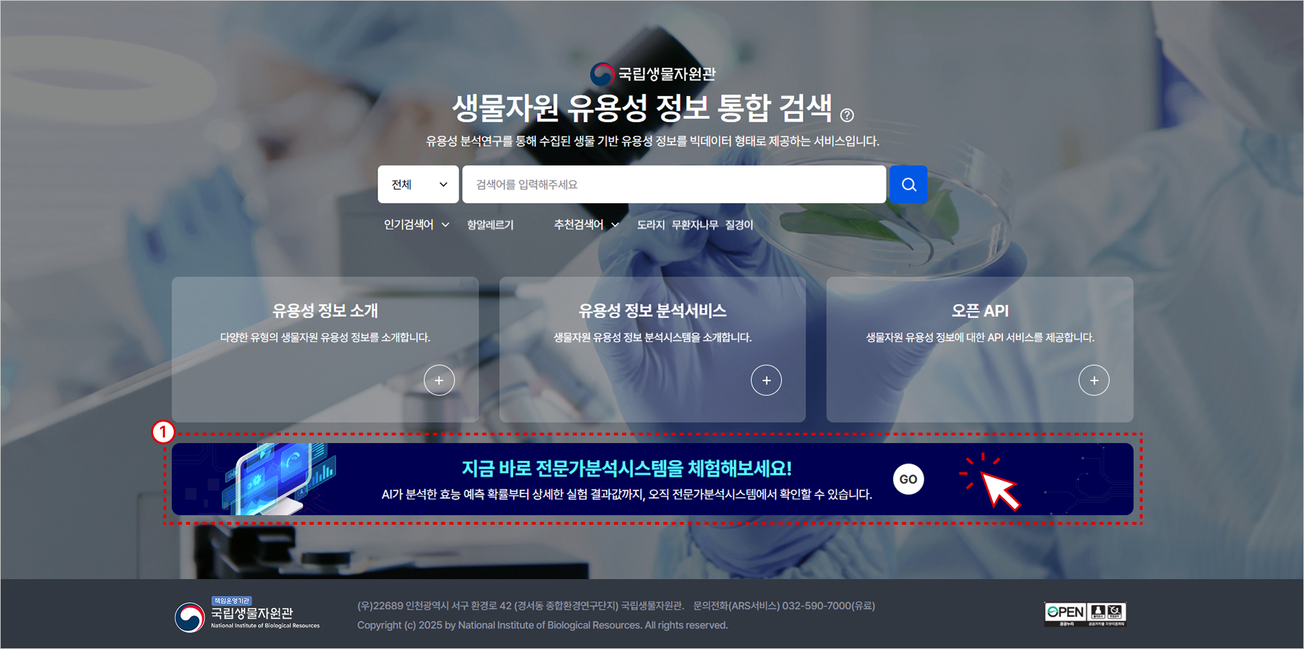 전문가분석시스템 맛보기 페이지 접속